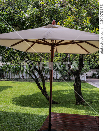 Courtyard with parasols 130970178