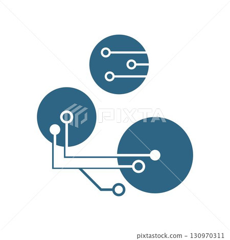 Modern microchip and circuit icon Modern microchip and circuit icon 130970311