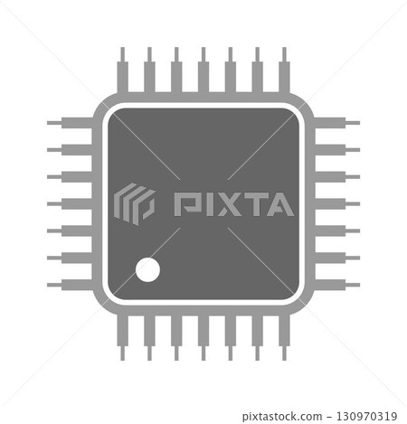 Modern microchip and circuit icon 130970319