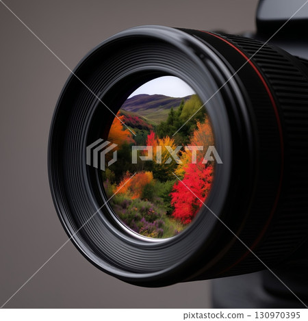 Capturing vibrant autumn colors through a camera lens in nature 130970395