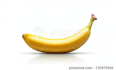 Fresh yellow banana on a simple white background with natural curves 130970408