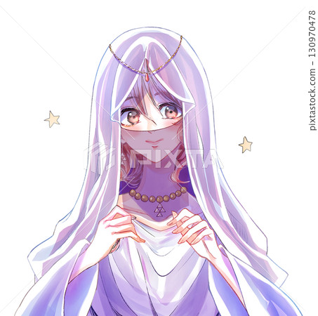 Fortune teller woman holding up her hand veil Fortune teller woman holding up her hand veil 130970478