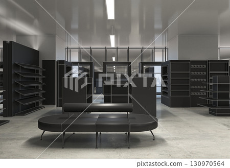 commercial premises, shop, interior visualization, 3D illustration 130970564