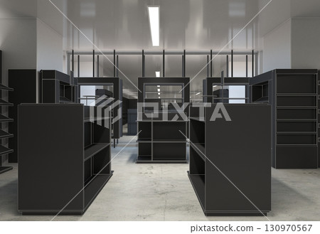 commercial premises, shop, interior visualization, 3D illustration 130970567