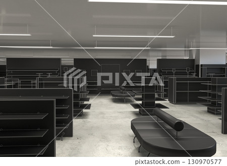 commercial premises, shop, interior visualization, 3D illustration 130970577