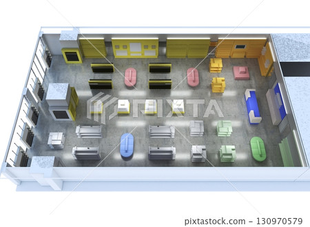 commercial premises, shop, interior visualization, 3D illustration 130970579