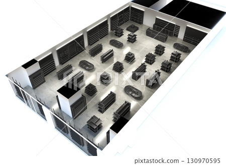 commercial premises, shop, interior visualization, 3D illustration commercial premises, shop, interior visualization, 3D illustration 130970595