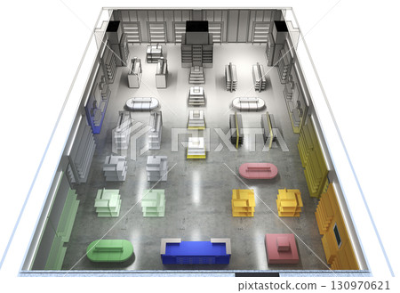 shopping mall, interior visualization, 3D illustration shopping mall, interior visualization, 3D illustration 130970621