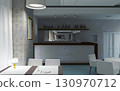 restaurant, interior visualization, 3D illustration 130970712