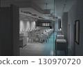 restaurant, interior visualization, 3D illustration 130970720
