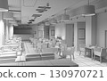 restaurant, interior visualization, 3D illustration 130970721