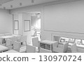 restaurant, interior visualization, 3D illustration 130970724