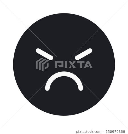 Simple angry face icon [revised version] (face part painted black with white lines) 130970866