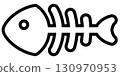 fish skeleton silhouette shape, black and white cartoon illustration isolated on white 130970953