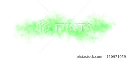 Green smoke or fog on transparent background, glowing mist effect template or mockup for toxic gas or magic spell 130971059