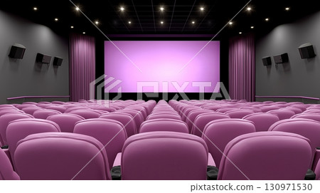 Elegant and modern cinema seating design with vibrant pink accents 130971530