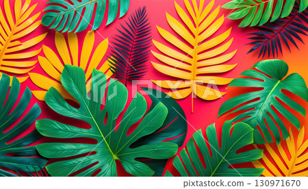 tropical palm leaves with tropical palm leaves 130971670