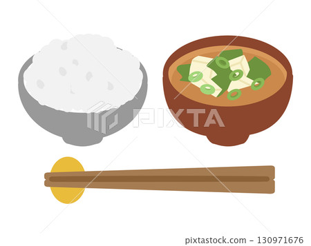 米飯和味噌湯的插圖 130971676
