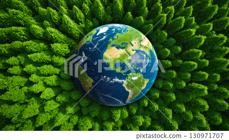 earth globe in forest 130971707