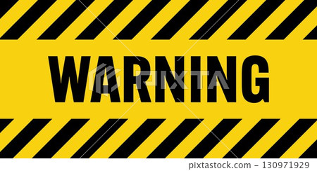 Warning sign with yellow and black diagonal lines. Attention, danger or caution symbol. Construction site signage, road safety notice, hazard banner, security alert shield. Vector illustration Warning sign with yellow and black diagonal lines. Attention, danger or caution symbol. Construction site signage, road safety notice, hazard banner, security alert shield. Vector illustration 130971929