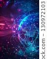 Digital tech shows global network connections with automation, cloud, communication, computing, cyber, data, internet 130972103