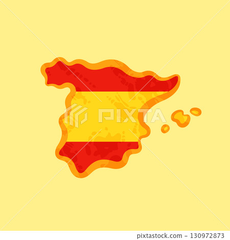 Spain - Map colored with the flag 130972873