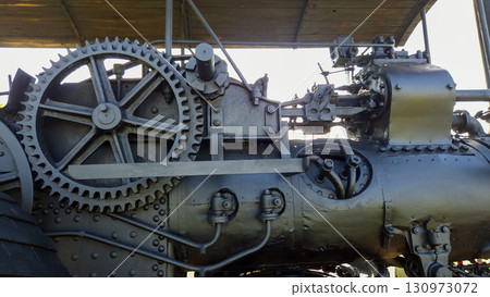 Nitra, Slovakia - September 4, 2025: A vintage locomotive on display at Nitra Agricultural University. Close-up. 130973072