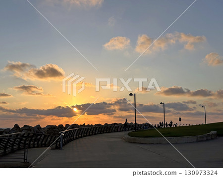 The Mediterranean Sea promenade between Jaffa and Bat Yam 130973324