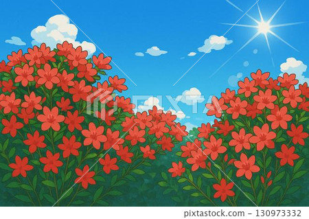 杜鵑花藍天動漫風格 130973332