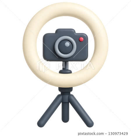 附圓形燈的攝影相機 130973429