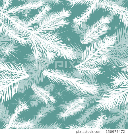 Seamless background of spruce branches. Not AI. Vector illustration 130973472