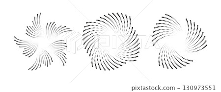 Black dotted circular sound wave pattern. Abstract radial equalizer for music visualization, audio spectrum, or digital radar design. Vector illustration. Black dotted circular sound wave pattern. Abstract radial equalizer for music visualization, audio spectrum, or digital radar design. Vector illustration. 130973551