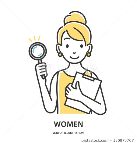一位年輕女子正在做研究的插圖 130973707