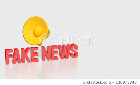 The Red Fake news and yellow megaphone image 3d Rendering. The Red Fake news and yellow megaphone image 3d Rendering. 130973748