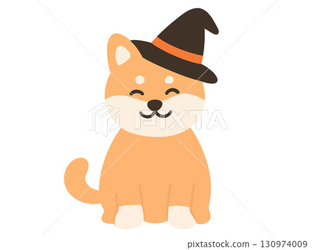 穿著萬聖節服裝的柴犬的插圖 130974009