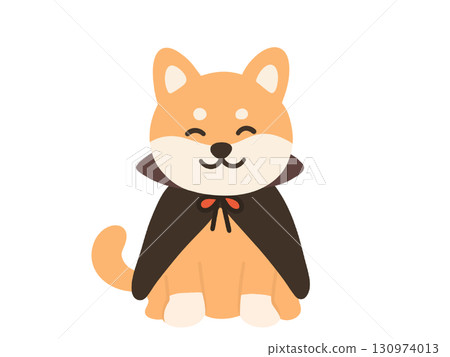 Illustration of a Shiba Inu dressed up for Halloween Illustration of a Shiba Inu dressed up for Halloween 130974013