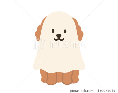 Illustration of a poodle dog dressed up for Halloween 130974015