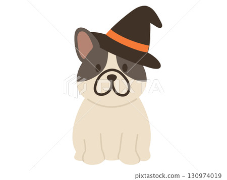 萬聖節裝扮的法國鬥牛犬插圖 130974019