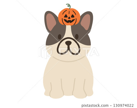 Illustration of a French bulldog dressed up for Halloween Illustration of a French bulldog dressed up for Halloween 130974022