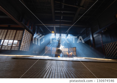 [光束素材] 妻子籠宿脅本陣奧谷的光束，冬季的特色【長野縣】 130974546