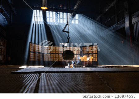 [Light beam material] A winter feature: The light beams of Okutani at Wakihonjin in Tsumago-juku [Nagano Prefecture] 130974553