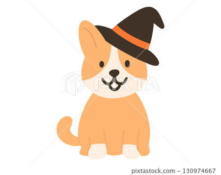 萬聖節裝扮的柯基犬插圖 130974667