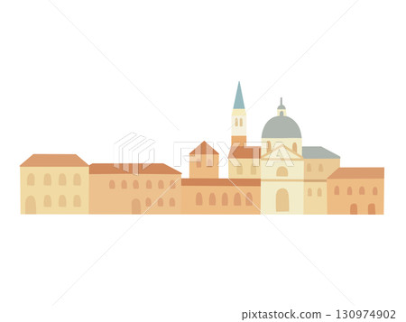 Landscape illustration of Venice, a tourist attraction in Italy (buildings only) 130974902