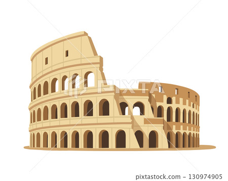Illustration of the Colosseum, a tourist attraction in Italy Illustration of the Colosseum, a tourist attraction in Italy 130974905