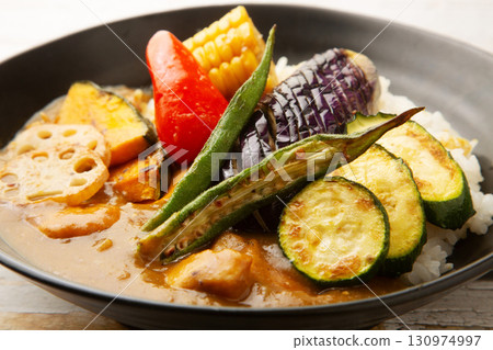 Summer vegetable curry rice Summer vegetable curry rice 130974997