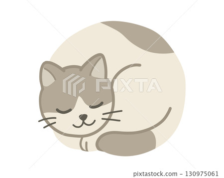 貓咪蜷縮著睡覺的插圖 - Nyammonite 貓咪蜷縮著睡覺的插圖 - Nyammonite 130975061