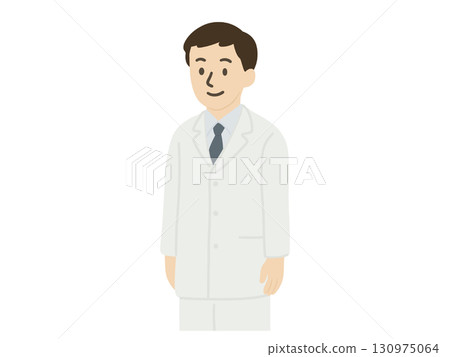 一位身穿白大褂的醫生站著 130975064