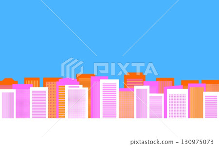 城市景觀、街景、建築、白色空間、粉紅色、橘色 城市景觀、街景、建築、白色空間、粉紅色、橘色 130975073