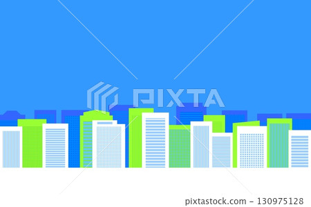 城市景觀、街景、建築、空白、綠色、藍色 130975128