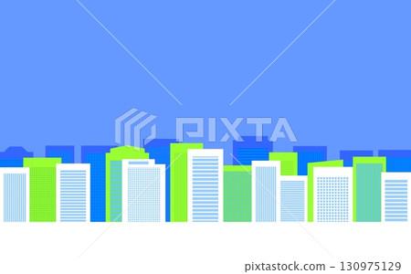 Cityscape, streetscape, buildings, white space, green, blue Cityscape, streetscape, buildings, white space, green, blue 130975129
